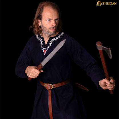 Cuchillo Seax Forjado a Mano - Hoja de Acero con Mango de Madera y Funda de Cuero - Imagen 13