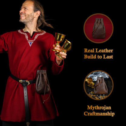Bolsa Medieval con Cordón Mythrojan, Marrón, 7"×5". - Imagen 2