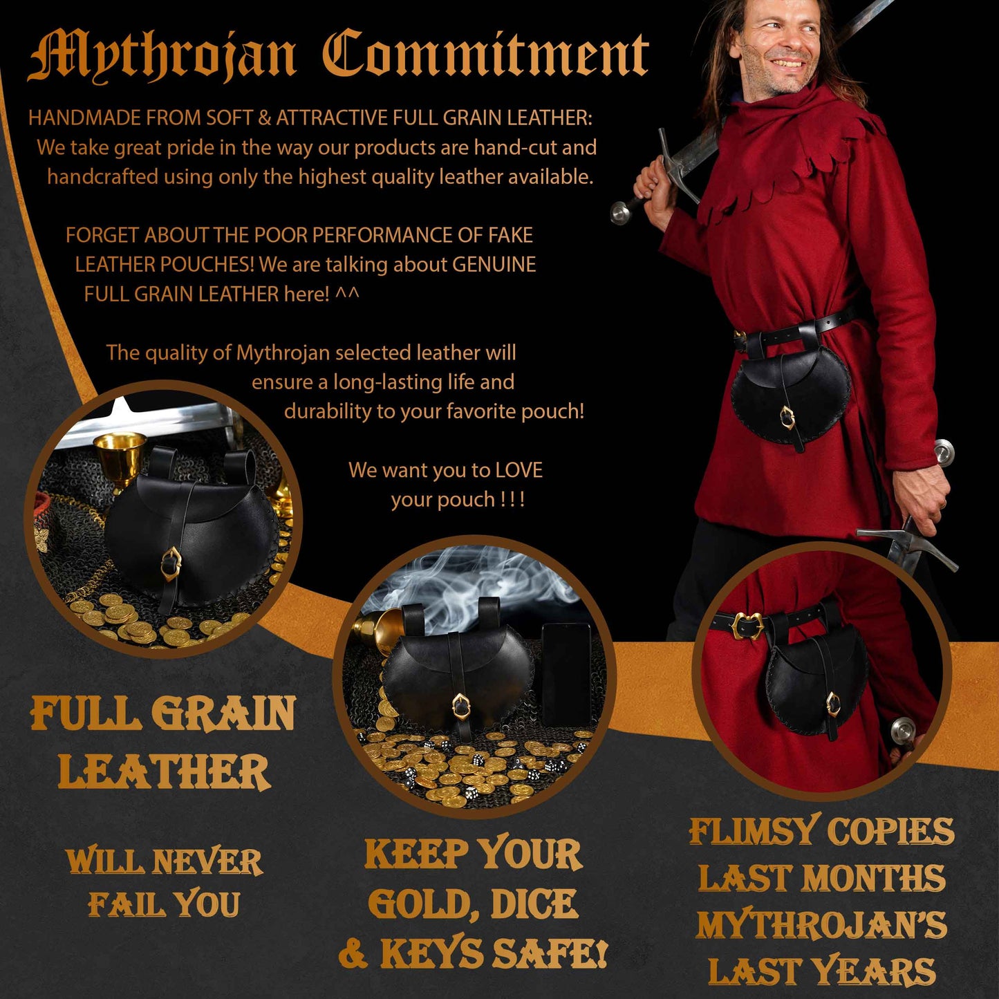 Funda Medieval Vikinga de Cuero para Cinturón Mythrojan - Imagen 2