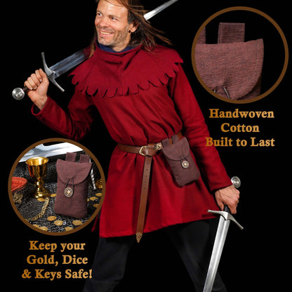 Mythrojan Bolsa de Cinturón de Gamuza Grande, Ideal para Sca Larp Reenactment y Ren Feria, Cuero de Gamuza, Citrus , 7.2 "× 4.7 " - Imagen 2