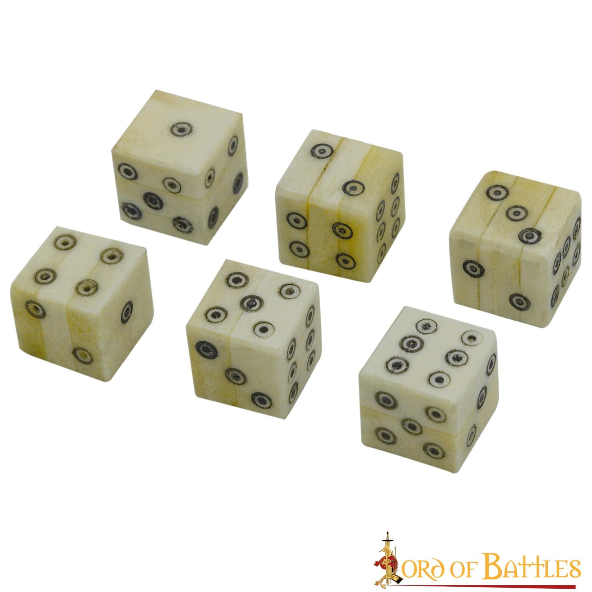 Dados Romanos de Hueso con Teselas - Juego de 6 Dados en Espiral Hechos a Mano (hueso Pulido) - Imagen 10