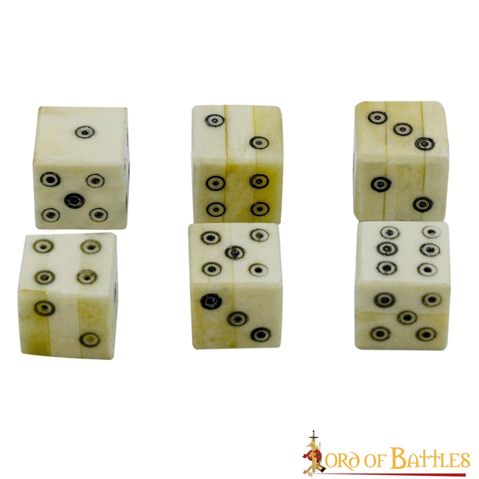 Dados Romanos de Hueso con Teselas - Juego de 6 Dados en Espiral Hechos a Mano (hueso Pulido) - Imagen 9