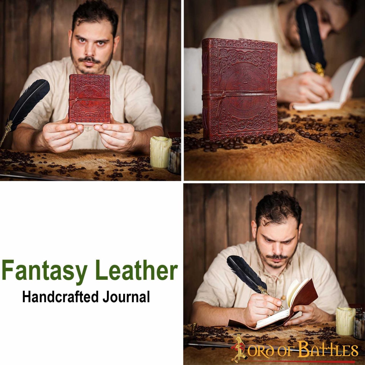 Diario Medieval de Cuero Diario de Cuero Auténtico Hecho a Mano - Imagen 4