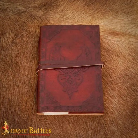 Diario Medieval con Corazón de Alas Celtas Hecho a Mano en Piel Auténtica Diario Notas - Imagen 1