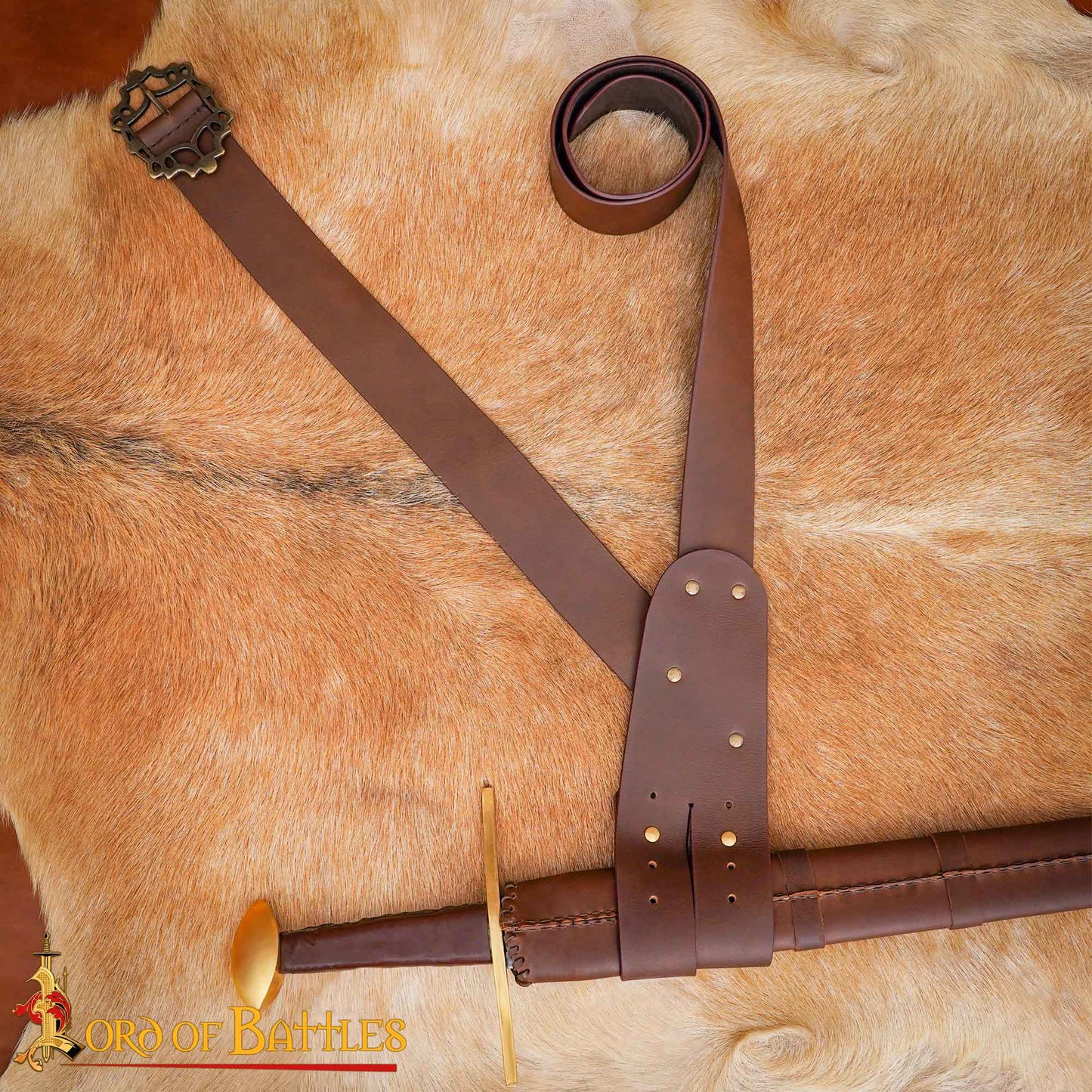 Pirate Baldric Leather Sword Belt - Cinturón de Hombro de Cuero Marrón Hecho a Mano con Hebilla de Latón - Imagen 13