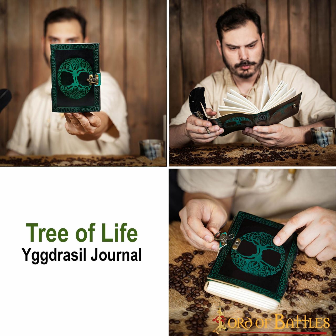 Diario Medieval Árbol de la Vida Diario de Piel Auténtica Hecho a Mano - Imagen 4