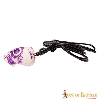 Colgante de Calavera de Hueso de Buey Pulido con Cordón de Cuero Auténtico - Amuleto Medieval Tallado a Mano - Imagen 4