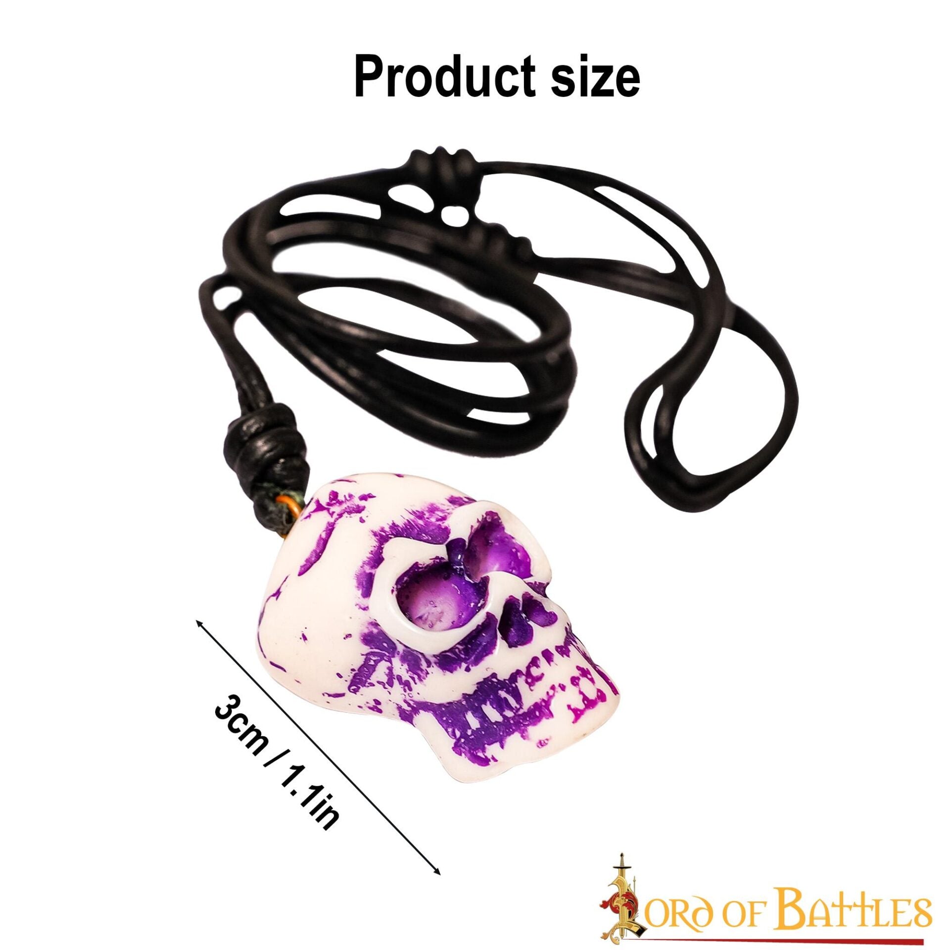 Colgante de Calavera de Hueso de Buey Pulido con Cordón de Cuero Auténtico - Amuleto Medieval Tallado a Mano - Imagen 3