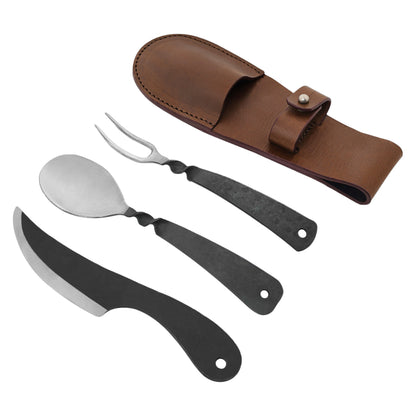 Juego de Cubiertos Viking Rústico - Acero Inoxidable con Funda de Cuero - Imagen 9