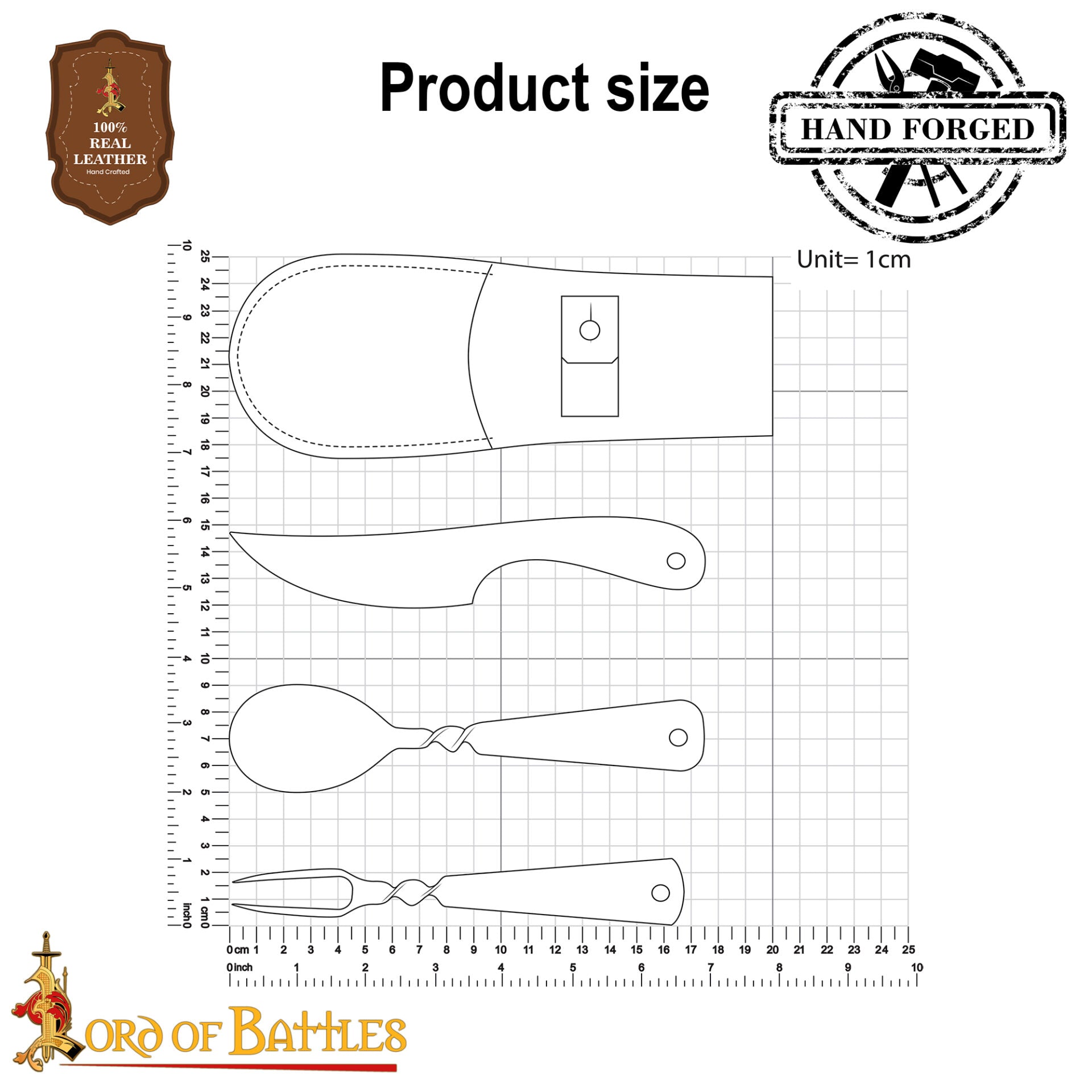 Juego de Cubiertos Viking Rústico - Acero Inoxidable con Funda de Cuero - Imagen 15