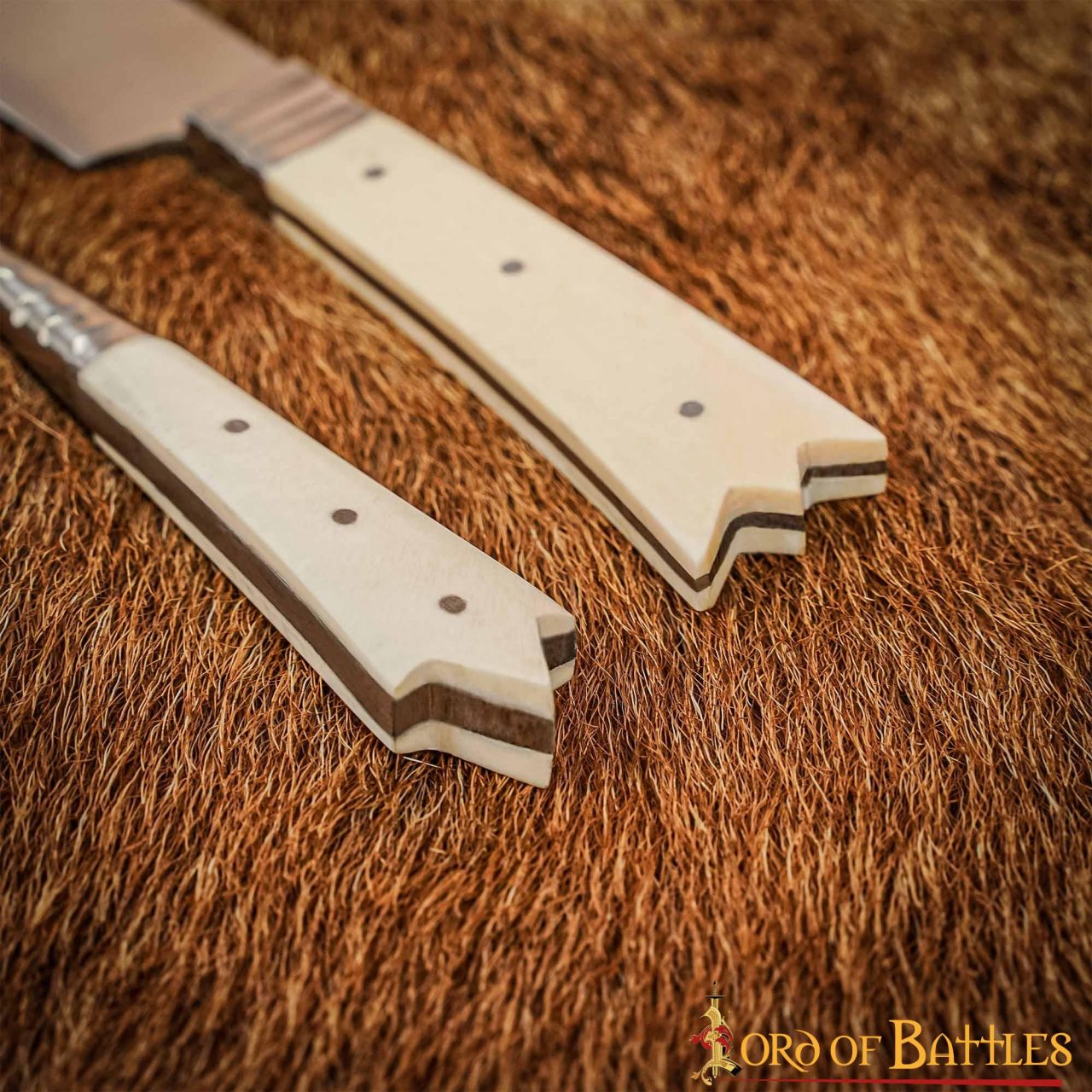Cubertería Medieval Cuchillo y Tenedor Acero Inoxidable con Mango de Hueso - Imagen 6