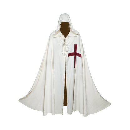 Capa Cruzada Teutónica con Capucha - Capa de Algodón del Siglo Xiii con Emblema de Cruz - Imagen 7