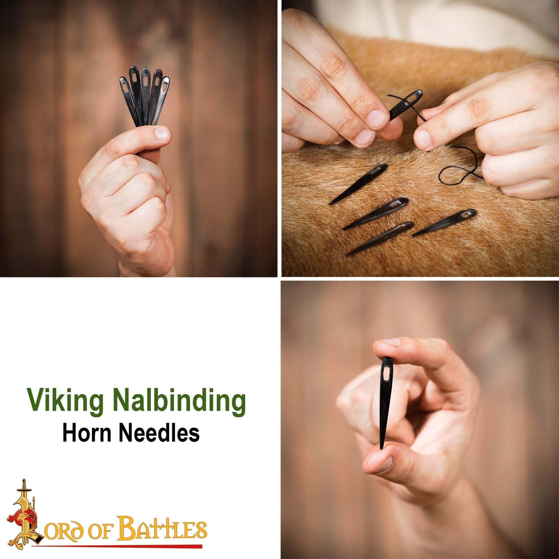 Vikingo Nalbinding Cuerno Agujas Juego de 5 Genuino Cuerno Accesorio - Imagen 9