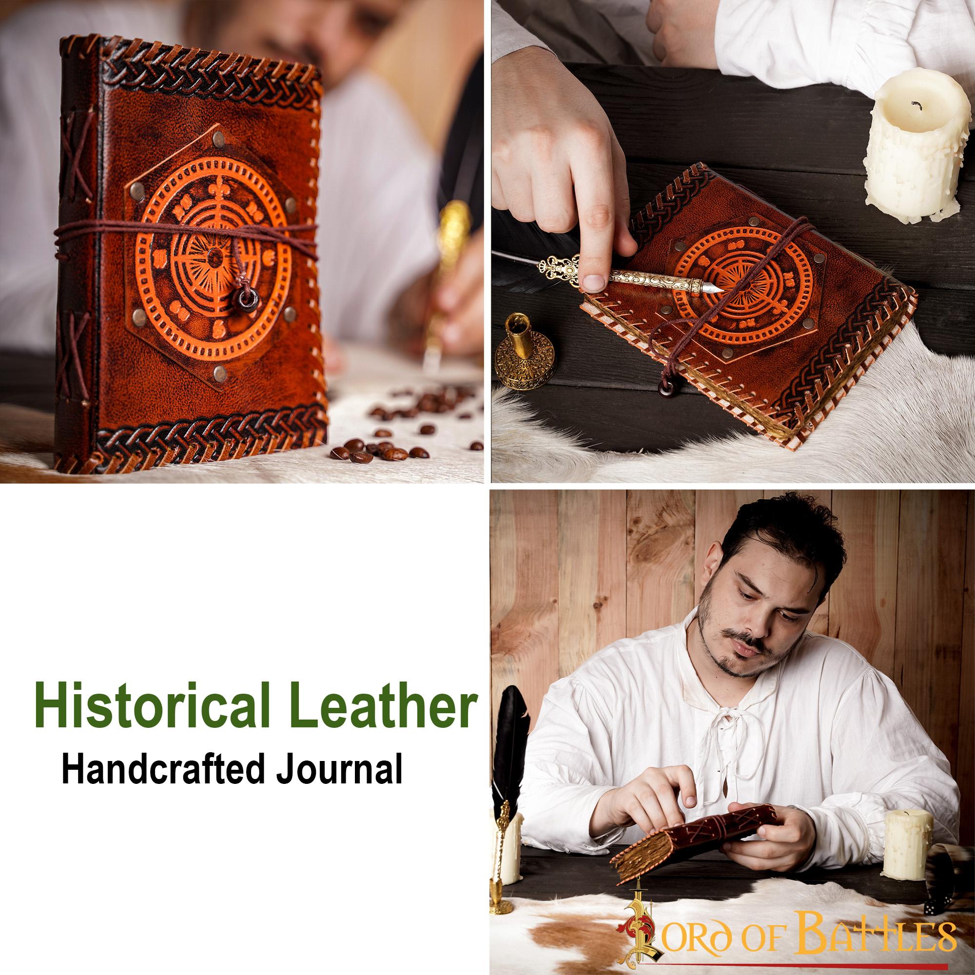 Brújula de Navegación Fleur de Lis Diario de Cuero Hecho a Mano Agenda - Imagen 4