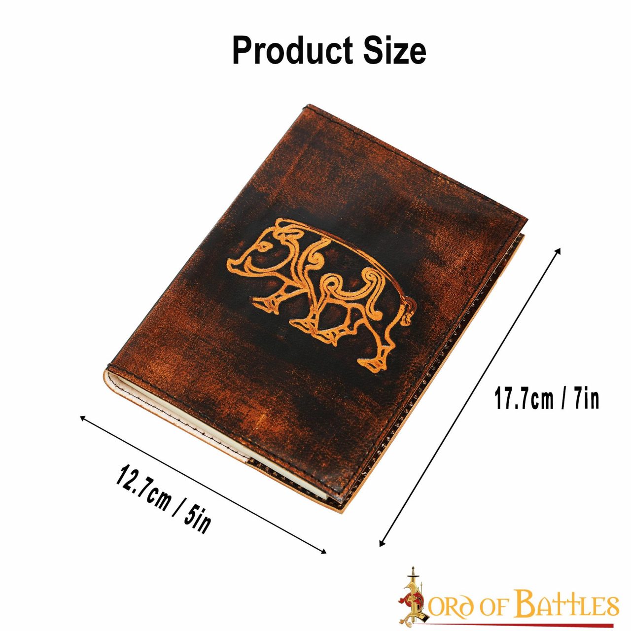 Diario Medieval con Diseño de Jabalí Celta Hecho a Mano Diario de Piel Auténtica - Imagen 3