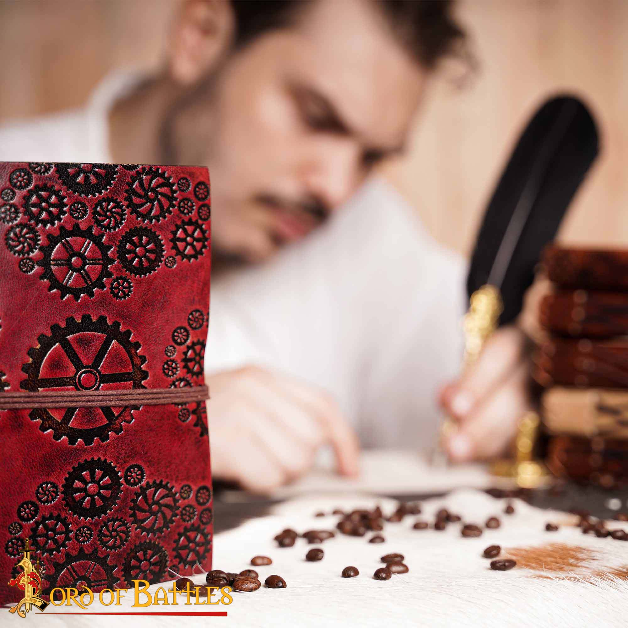 Steampunk Journal Agenda de Piel Auténtica Hecha a Mano - Imagen 6