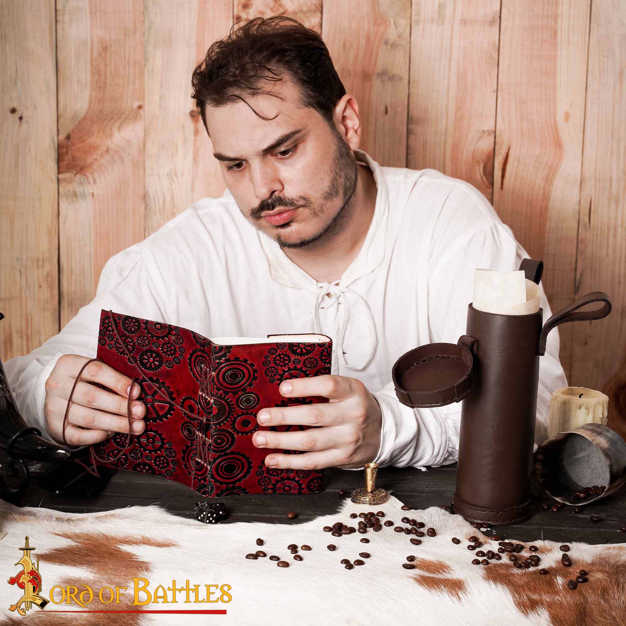 Steampunk Journal Agenda de Piel Auténtica Hecha a Mano - Imagen 8