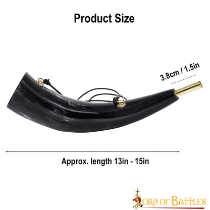 Viking Blowing Horn - Bocina de Buey de Origen Ético con Boquilla de Latón - Imagen 21