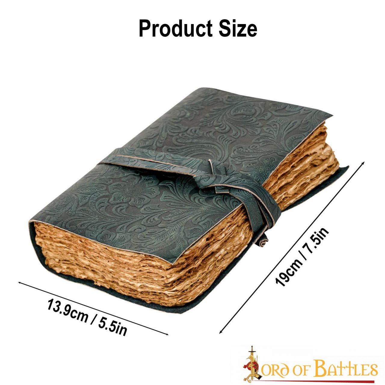 Diario Medieval de Cuero con Papel Antiguo -verde - Diario Hecho a Mano - Imagen 11