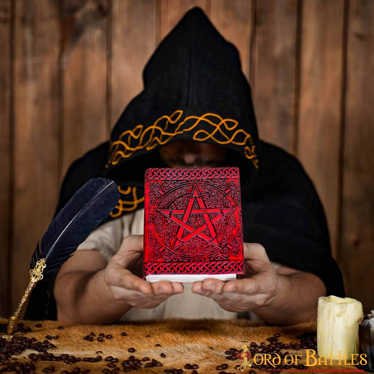 Diario Medieval Pentáculo Hecho a Mano Diario de Piel Auténtica - Imagen 9