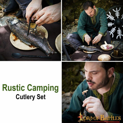 Juego de Cubiertos Rústicos de Acero Inoxidable Funcionales para Campamento - Imagen 5