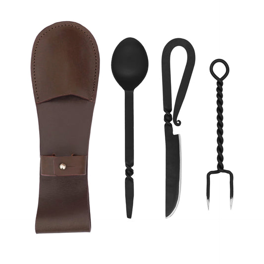 Juego de Cubiertos Rústicos de Acero Inoxidable Funcionales para Campamento - Imagen 1