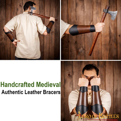 Brazaletes de Cuero Estilo Élfico Hechos a Mano - Par de Guardabrazos Marrón Auténtico - Imagen 13