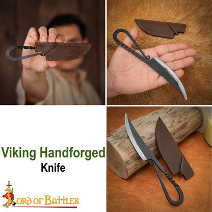 Auténtico Cuchillo Vikingo de Hierro Forjado a Mano - Mango Retorcido con Vaina de Cuero Auténtico - Imagen 10