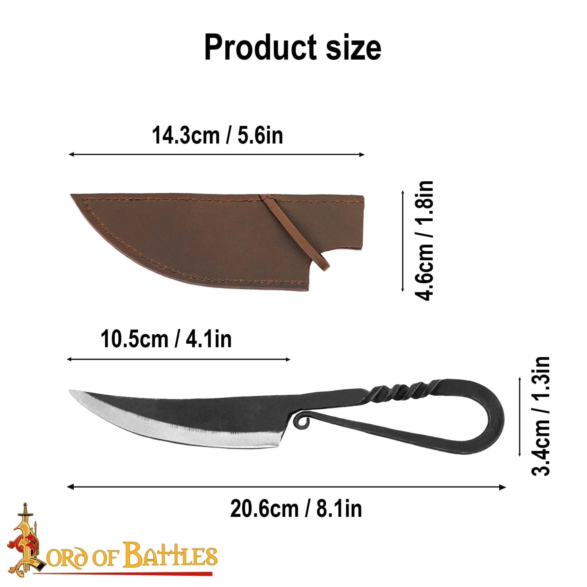 Auténtico Cuchillo Vikingo de Hierro Forjado a Mano - Mango Retorcido con Vaina de Cuero Auténtico - Imagen 12