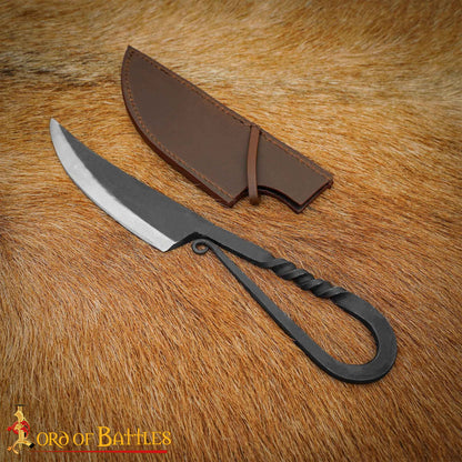 Auténtico Cuchillo Vikingo de Hierro Forjado a Mano - Mango Retorcido con Vaina de Cuero Auténtico - Imagen 15