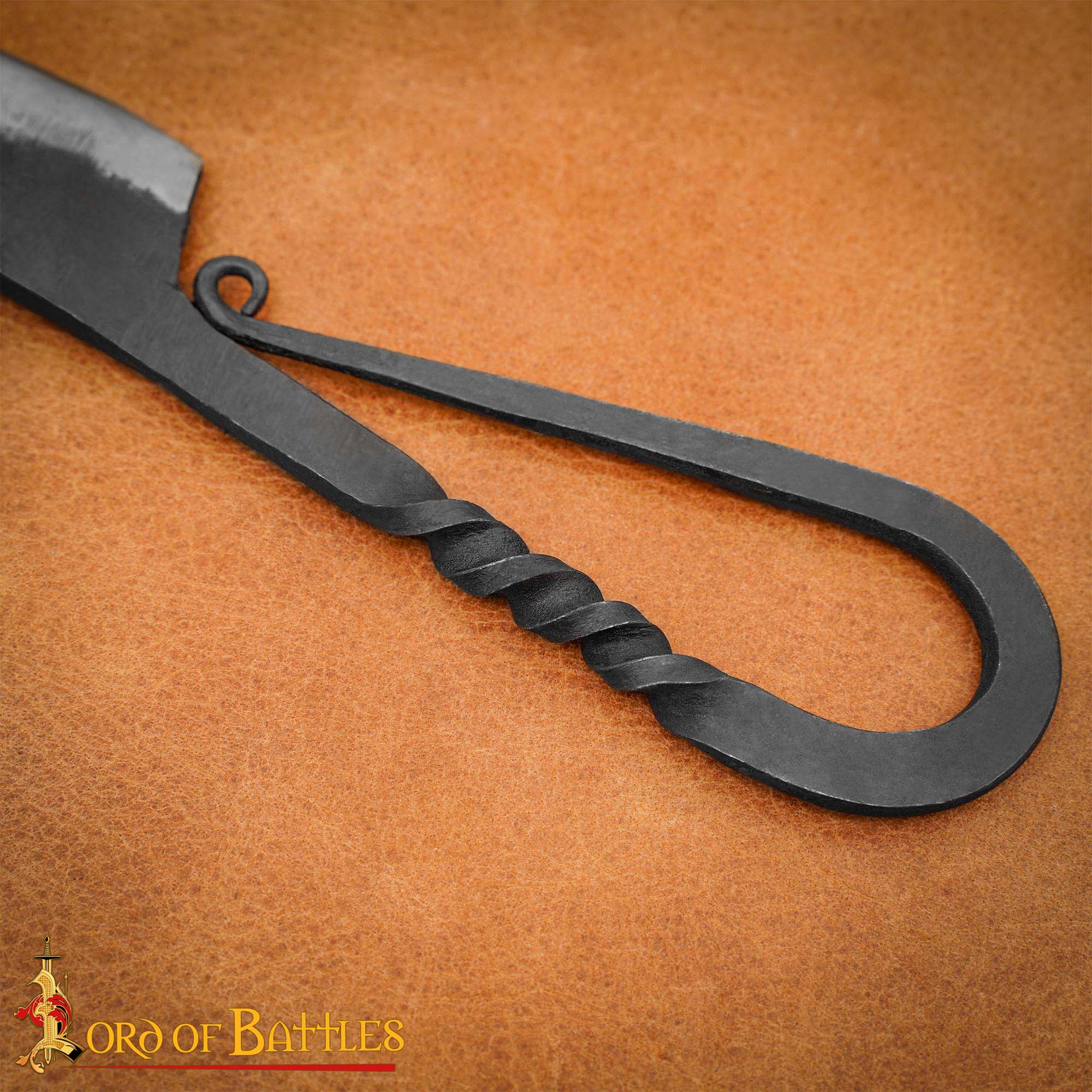 Auténtico Cuchillo Vikingo de Hierro Forjado a Mano - Mango Retorcido con Vaina de Cuero Auténtico - Imagen 18