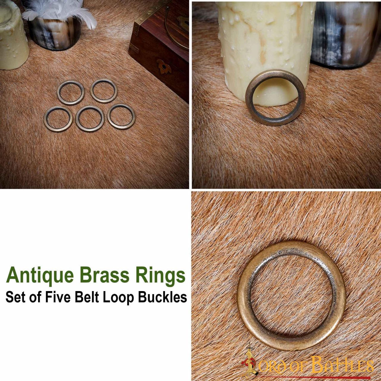 Hebilla Anillo Latón Antiguo Lazo Cinturón Accesorio Funcional Juego de 5 Piezas - Imagen 4