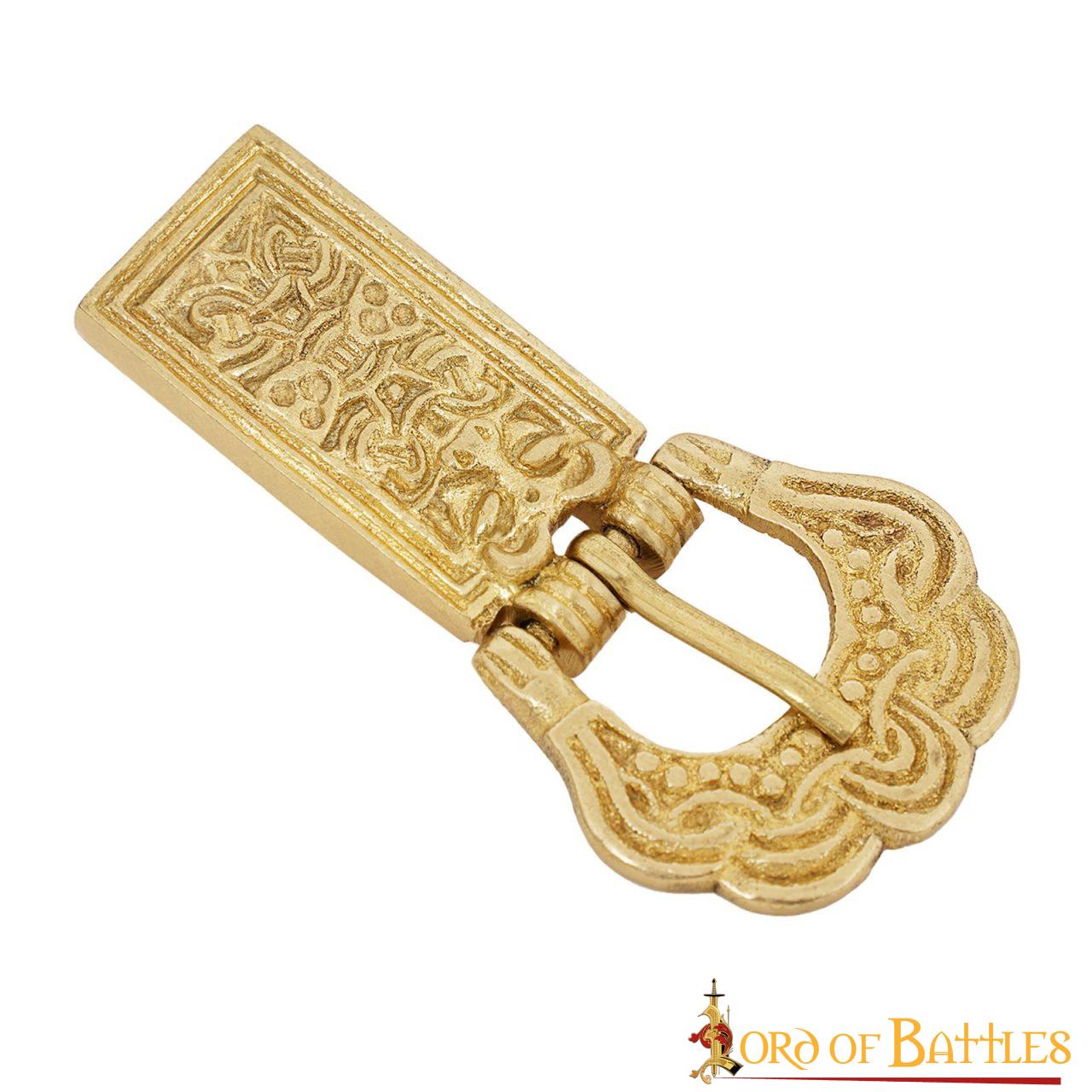 Hebilla Medieval de Latón para Cinturón - Accesorio Histórico Grabado - Latón Macizo - Imagen 8