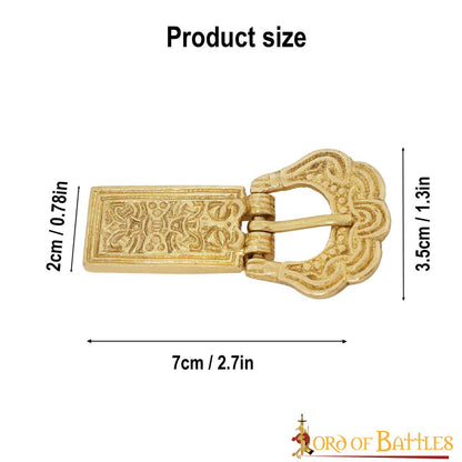 Hebilla Medieval de Latón para Cinturón - Accesorio Histórico Grabado - Latón Macizo - Imagen 10