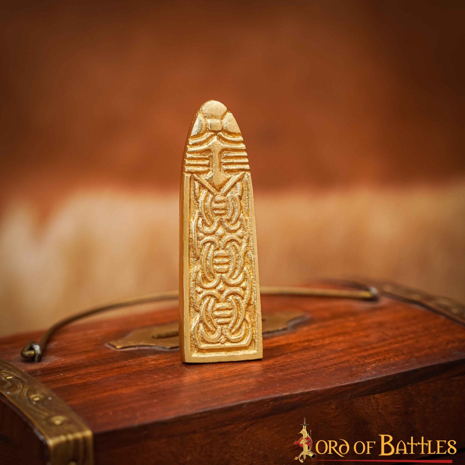 Chape Medieval de Latón Macizo para Cinturón - Diseño de Nudo Celta - Extremo de Cinturón de Latón Puro - Imagen 9