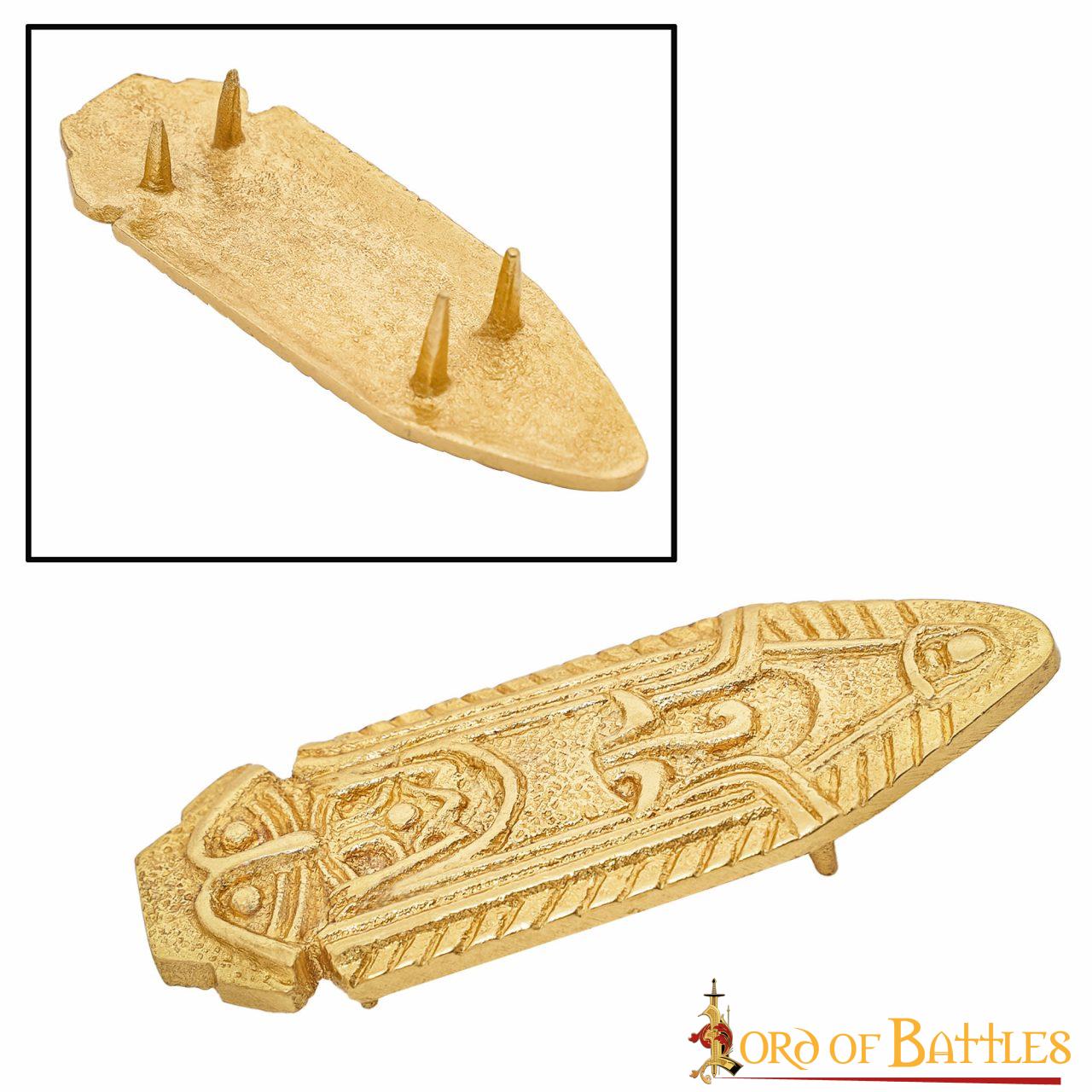 Punta de Cinturón de Latón Vikingo - Chape Grabado - Accesorio Medieval de Latón Macizo para Cinturón - Imagen 8