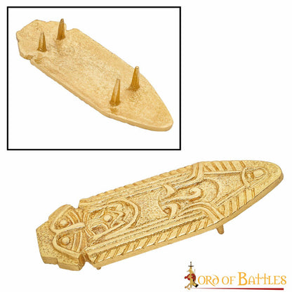Punta de Cinturón de Latón Vikingo - Chape Grabado - Accesorio Medieval de Latón Macizo para Cinturón - Imagen 8