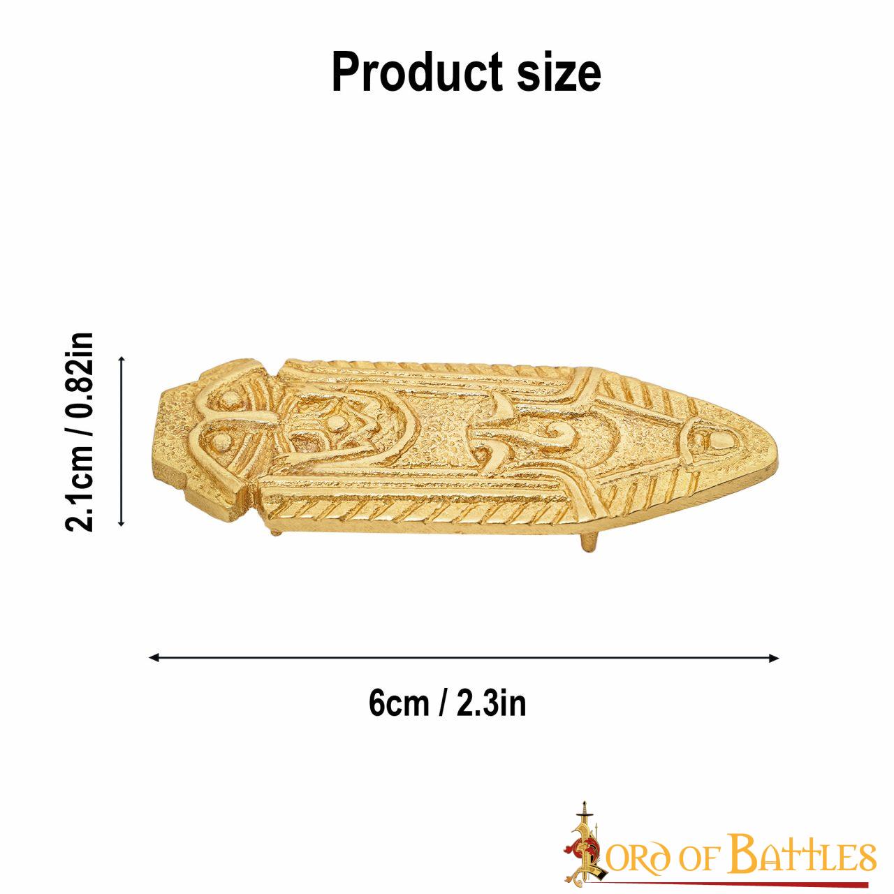 Punta de Cinturón de Latón Vikingo - Chape Grabado - Accesorio Medieval de Latón Macizo para Cinturón - Imagen 9