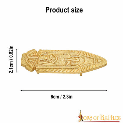 Punta de Cinturón de Latón Vikingo - Chape Grabado - Accesorio Medieval de Latón Macizo para Cinturón - Imagen 9