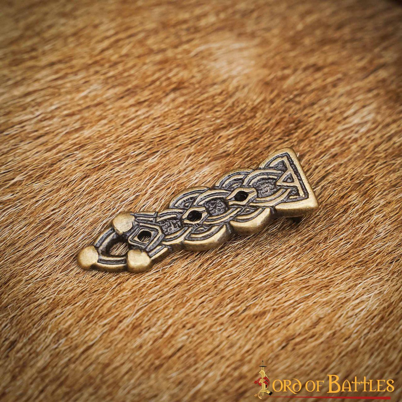 Latón Antiguo Pequeño Cinturón Celta / Chape Accesorio de Cuero - Imagen 6