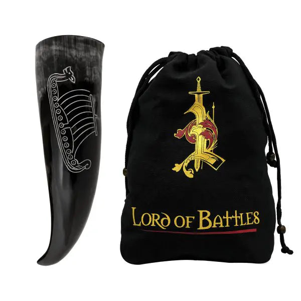 Cuerno Vikingo para Beber con Grabado Longship - Cuerno de Buey Natural Pulido, Mead Ale - Imagen 9