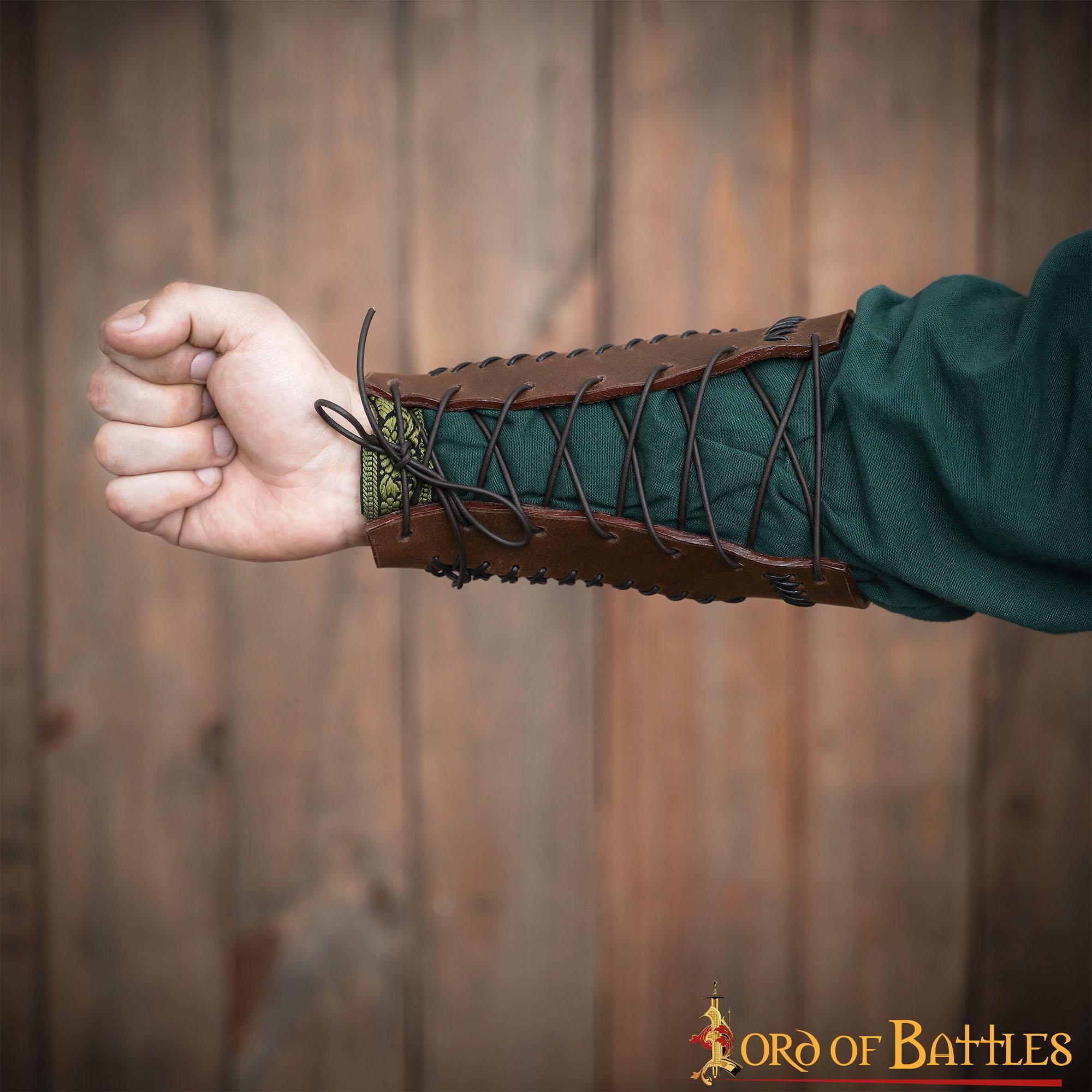 Brazales de Cuero Marrón y Cota de Malla - Guardabrazos Artesanales - Par de Brazaletes Protectores Medievales - Imagen 16