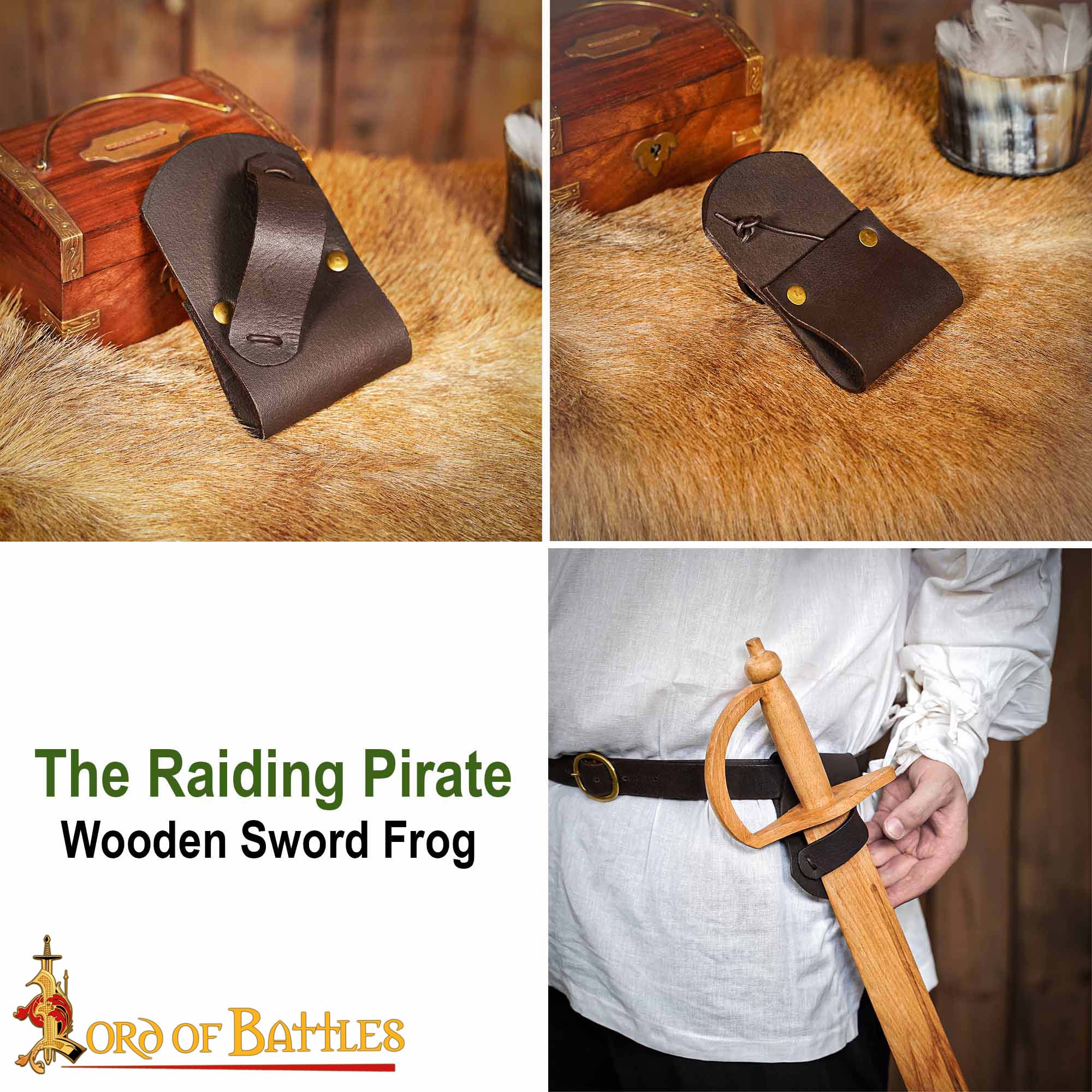 Rana de Cuero Auténtica Hecha a Mano para Espadas de Madera - Imagen 4