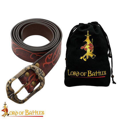 Cinturón Elfo Guardabosques de cuero genuino con hebilla de latón antiguo - imagen 11