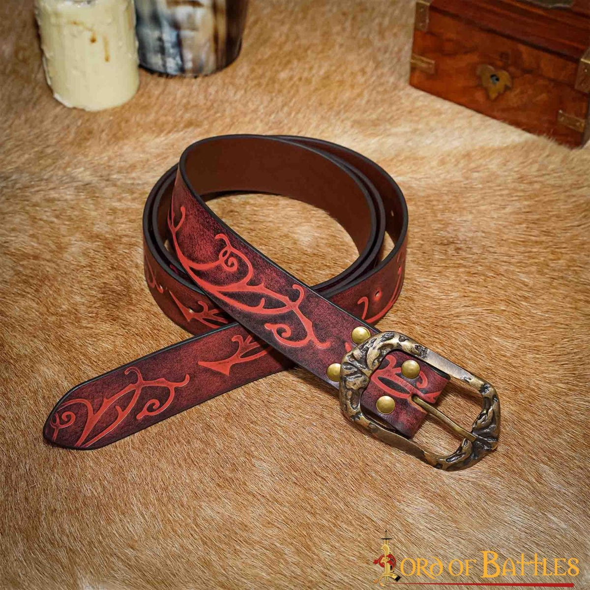 Cinturón Elfo Guardabosques de cuero genuino con hebilla de latón antiguo - imagen 35
