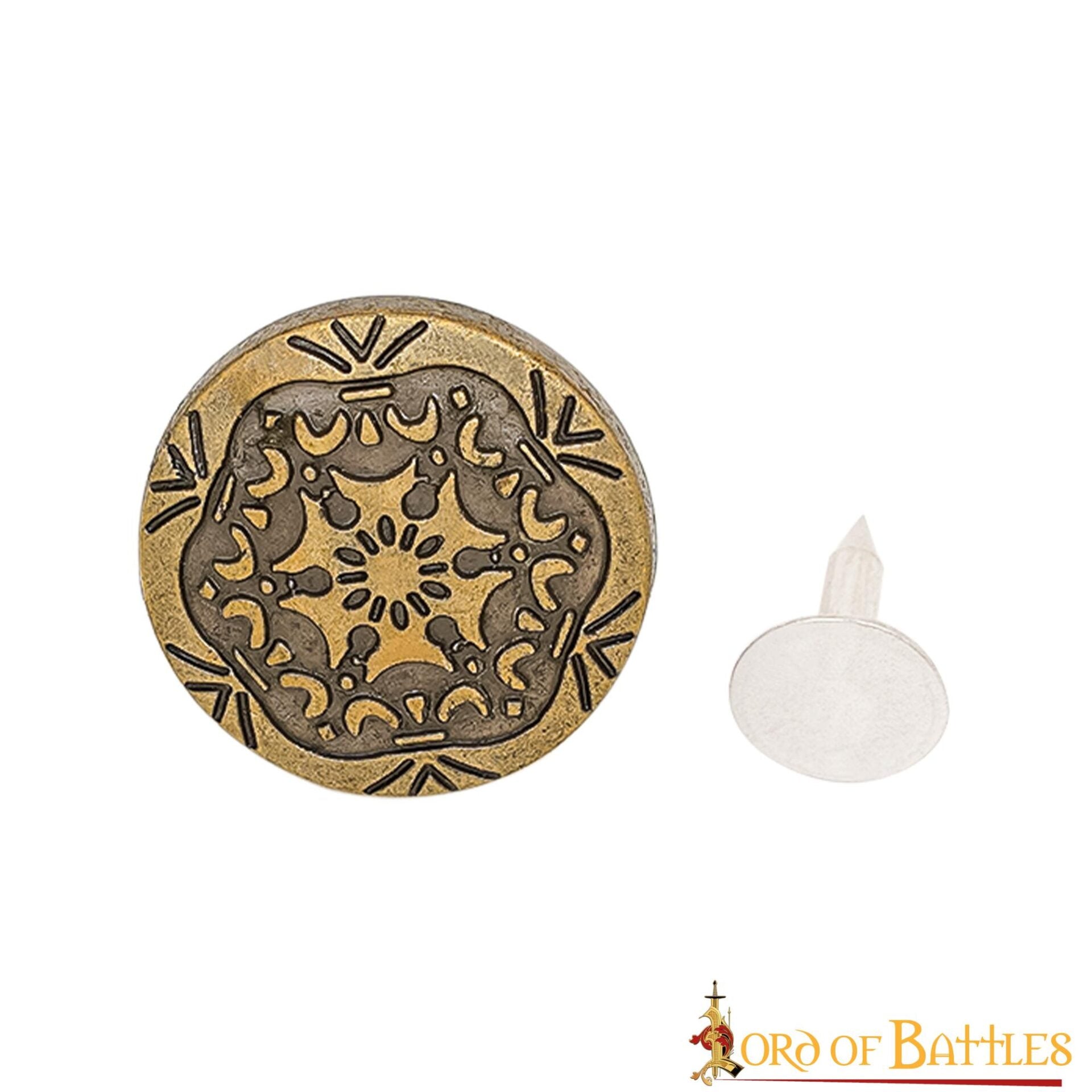 Botón Decorativo de Latón con Motivo Floral Medieval - Cierre Trasero de Remache - Imagen 8