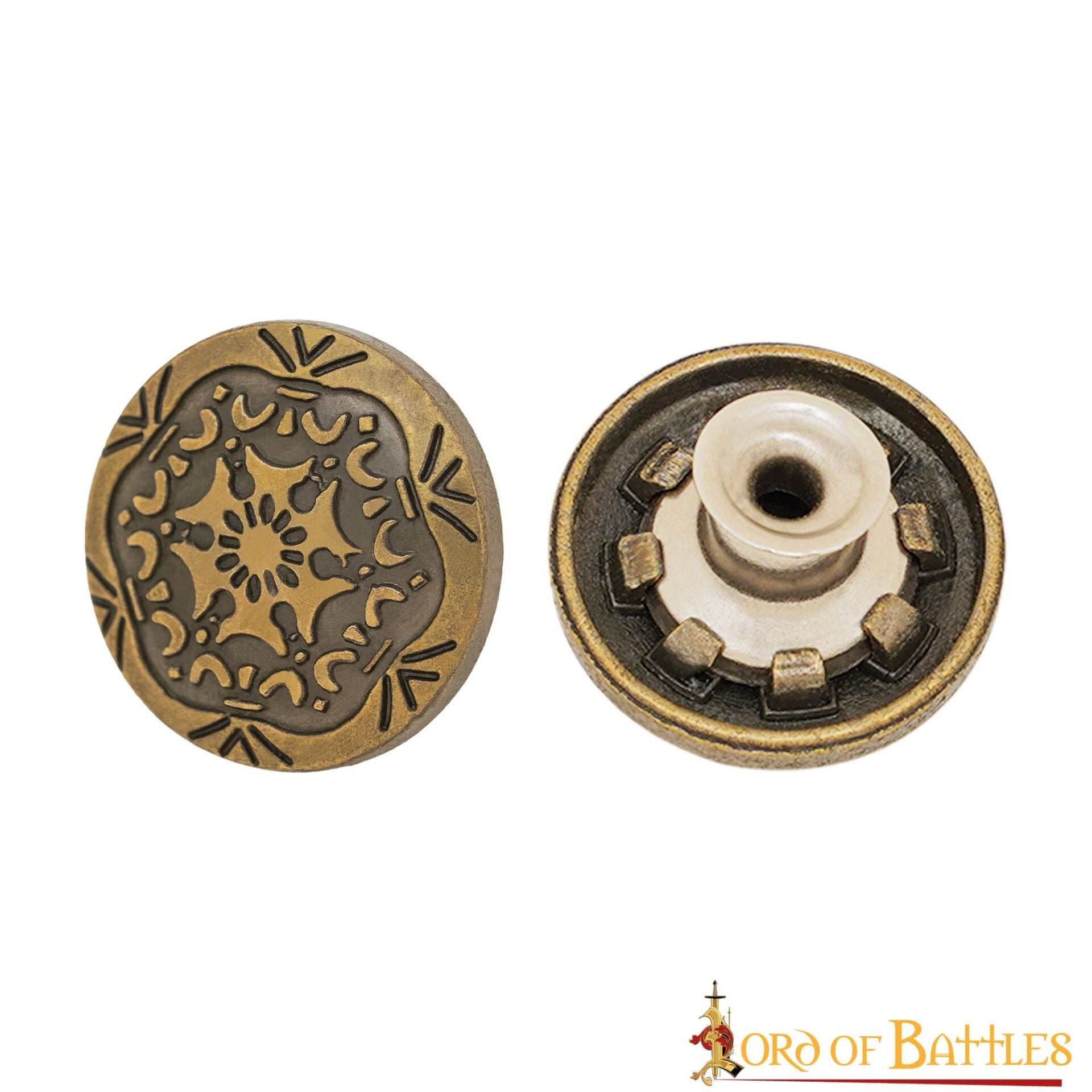 Botón Decorativo de Latón con Motivo Floral Medieval - Cierre Trasero de Remache - Imagen 9