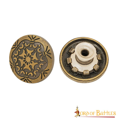 Botón Decorativo de Latón con Motivo Floral Medieval - Cierre Trasero de Remache - Imagen 9