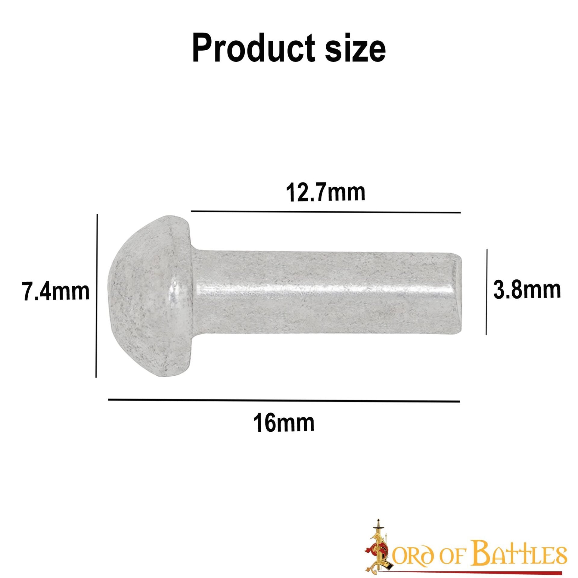 Remaches de Cabeza de Seta - Juego de 25 Remaches de Cúpula para Armaduras y Marroquinería - 16 Mm de Longitud Total - Imagen 11