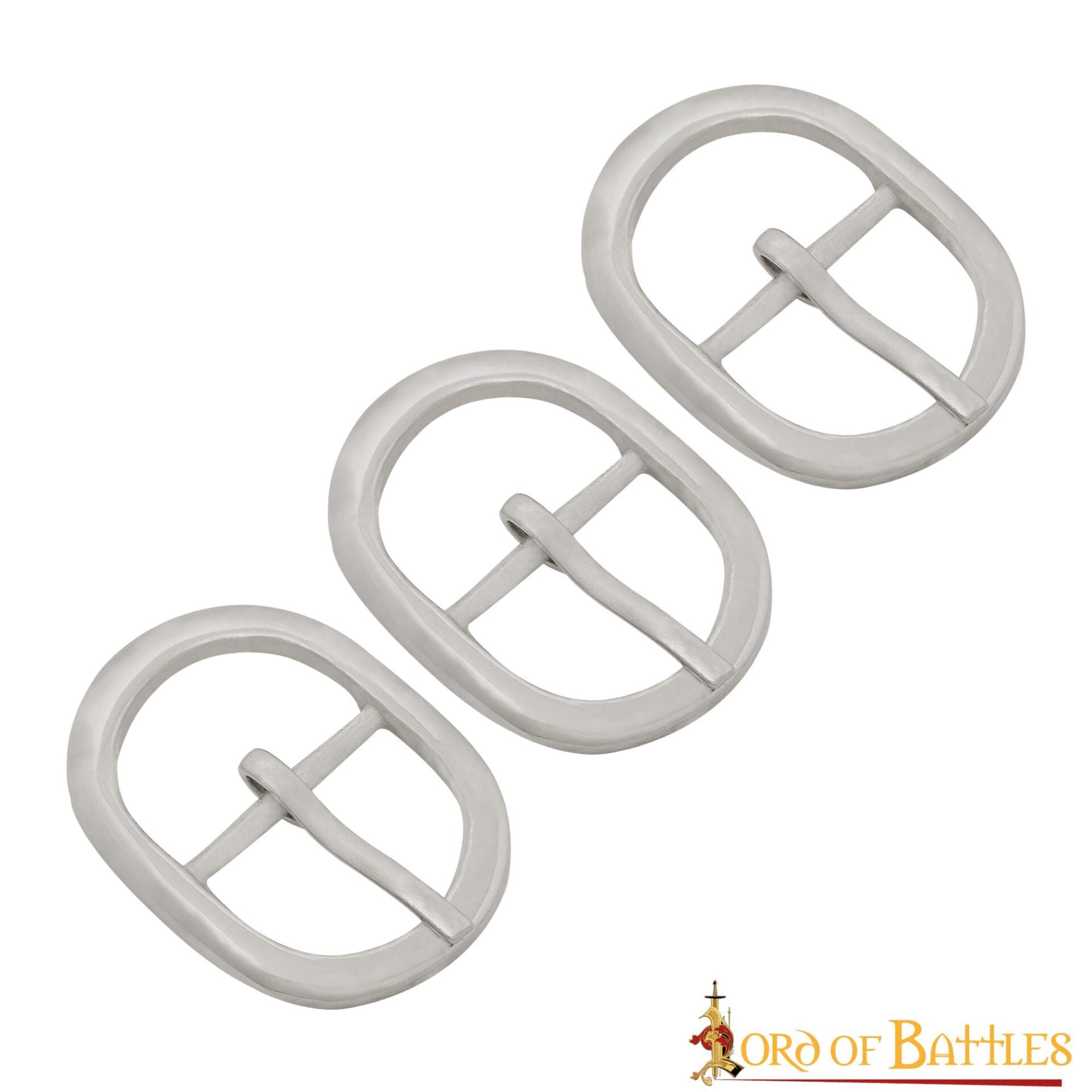 Hebillas Ovaladas Niqueladas de Inspiración Medieval - Juego de 3 Hebillas de Acero Acabadas a Mano - Imagen 7